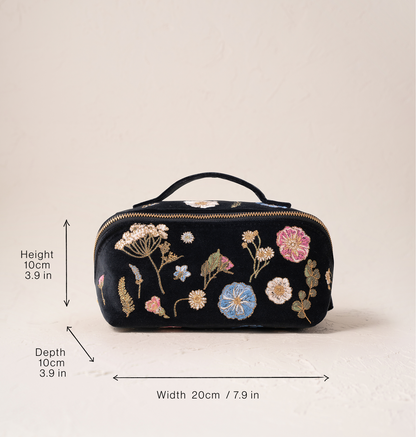 Pressed Flowers Open Flat Makeup Bag