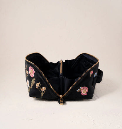 Pressed Flowers Open Flat Makeup Bag