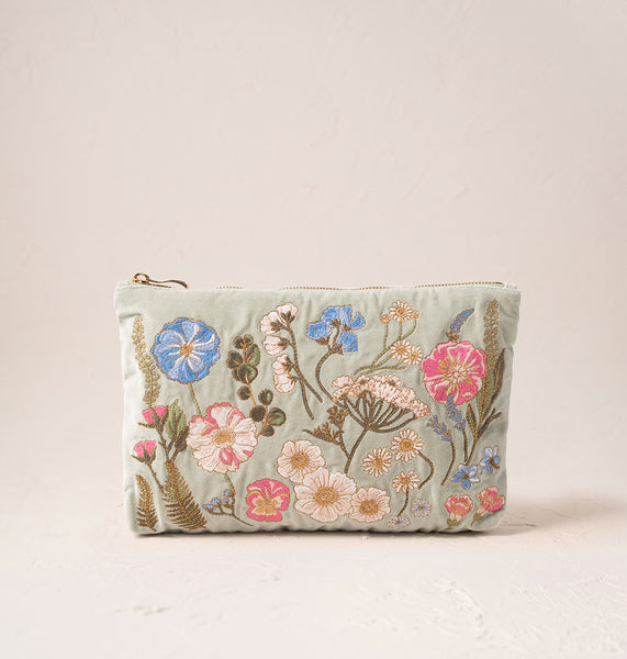 Elizabeth Scarlett Pink Embroidered Pouch