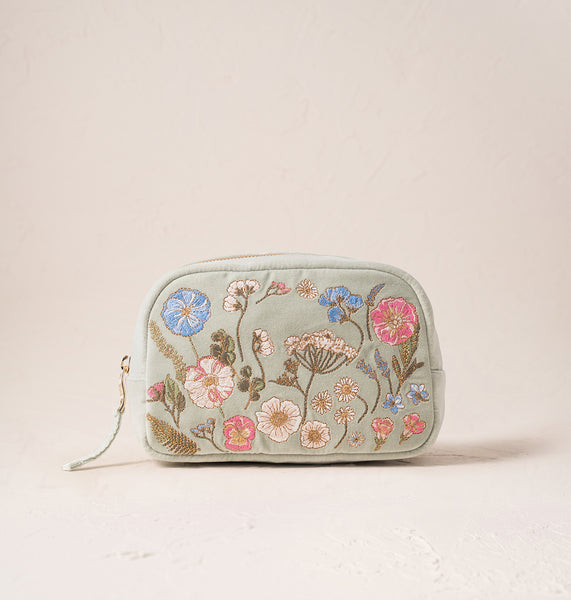 日本未入荷【Elizabeth Scarlett】Orange Blossom Sage Wash Bag PressedFlowersSageVelvetMakeup