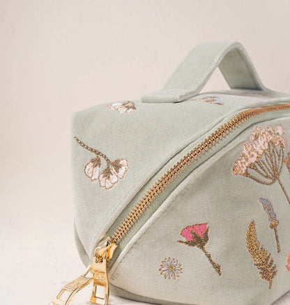 Pressed Flowers Open Flat Makeup Bag