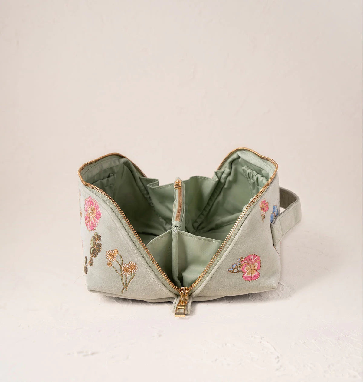 Pressed Flowers Open Flat Makeup Bag