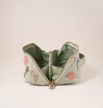 Pressed Flowers Open Flat Makeup Bag