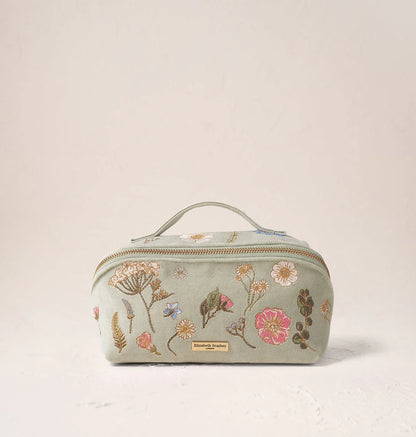 Pressed Flowers Open Flat Makeup Bag
