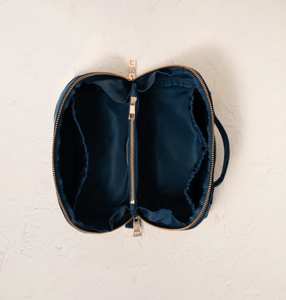 Botanical Elephant Velvet Open Flat Makeup Bag