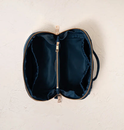 Botanical Elephant Velvet Open Flat Makeup Bag