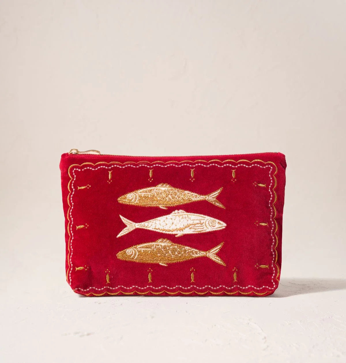 Riviera Fish Velvet Everyday Pouch