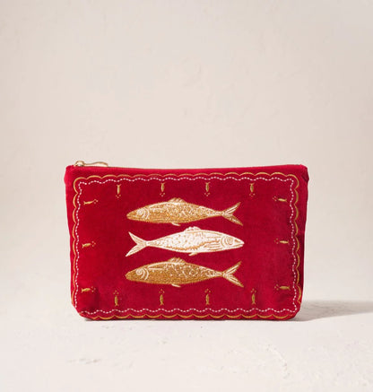 Riviera Fish Velvet Everyday Pouch