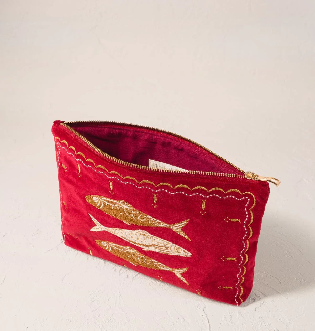 Riviera Fish Velvet Everyday Pouch