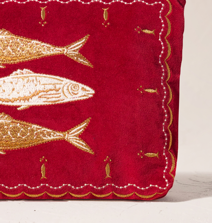 Riviera Fish Velvet Everyday Pouch