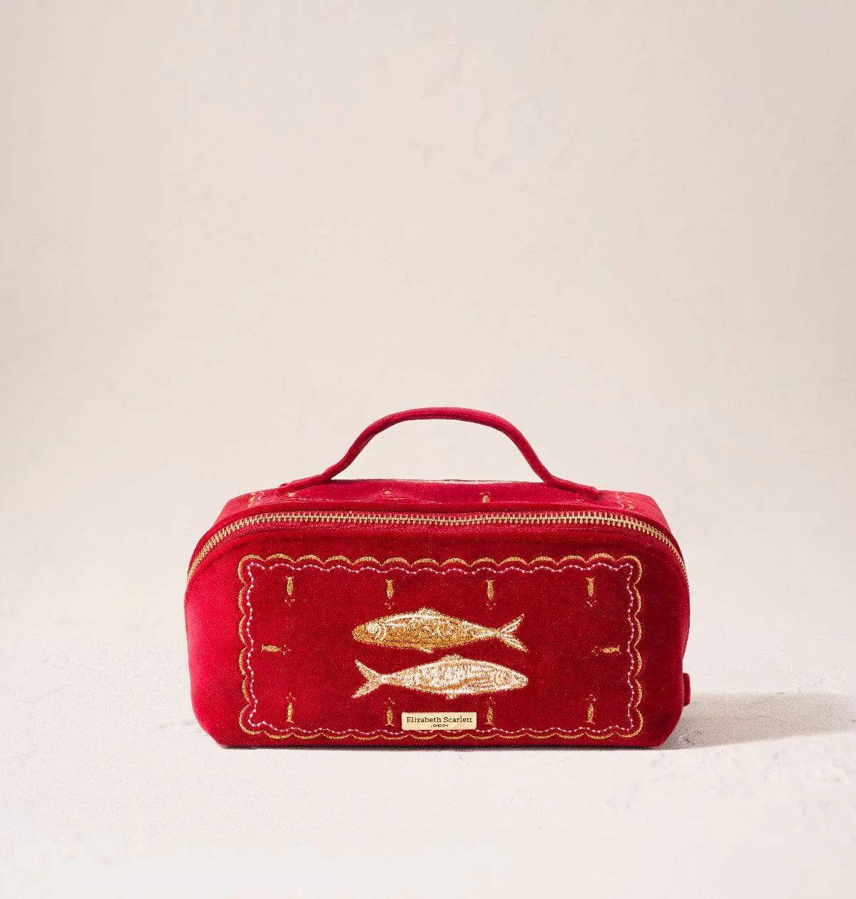 Riviera Fish Velvet Open Flat Makeup Bag