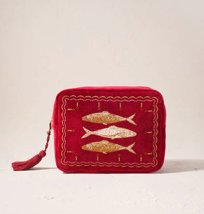 Riviera Fish Velvet Wash Bag