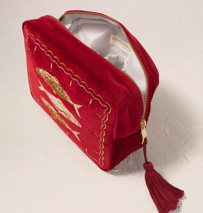 Riviera Fish Velvet Wash Bag