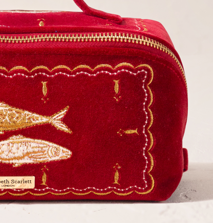 Riviera Fish Velvet Open Flat Makeup Bag