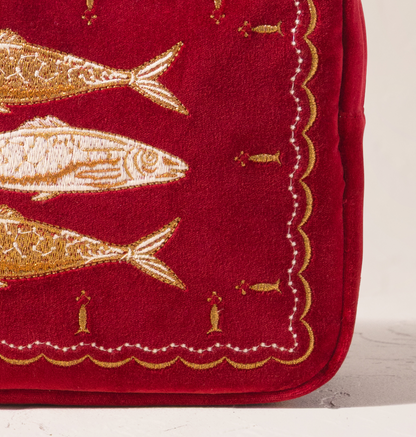 Riviera Fish Velvet Wash Bag