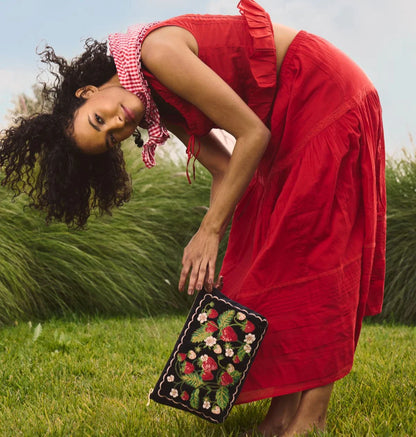 Strawberries Velvet Everyday Pouch