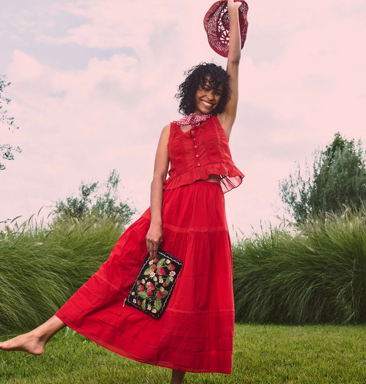 Strawberries Velvet Everyday Pouch