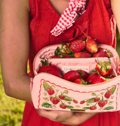 Strawberries Open Flat Makeup Bag