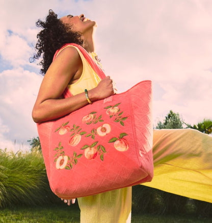 Summer Peach Velvet Tote