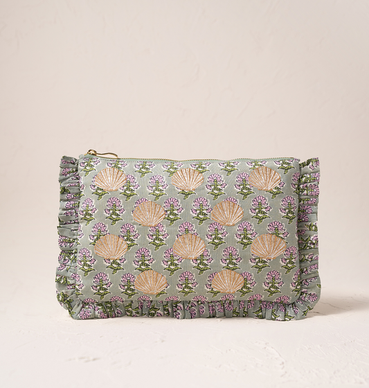 Shells Cotton Rebirth Frill Pouch - Blue
