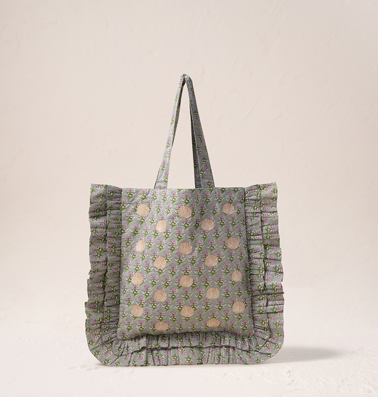 Shells Cotton Rebirth Frill Tote - Blue