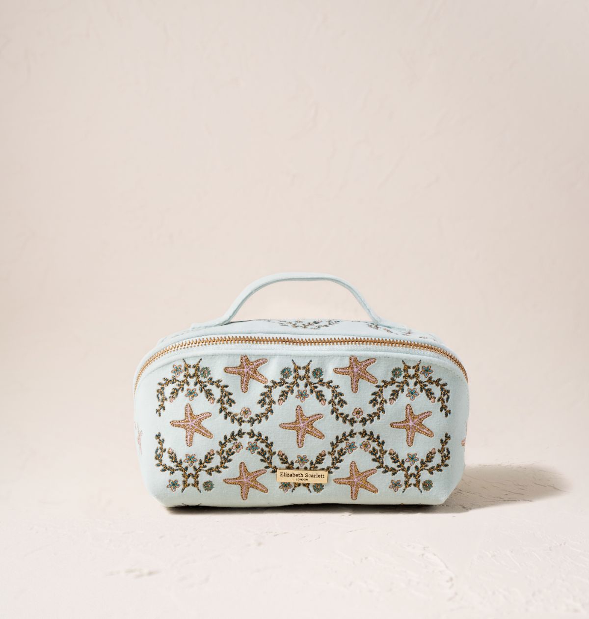 Starfish Garden Velvet Open Flat Makeup Bag