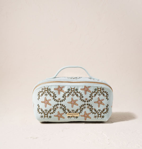 Starfish Garden Velvet Open Flat Makeup Bag