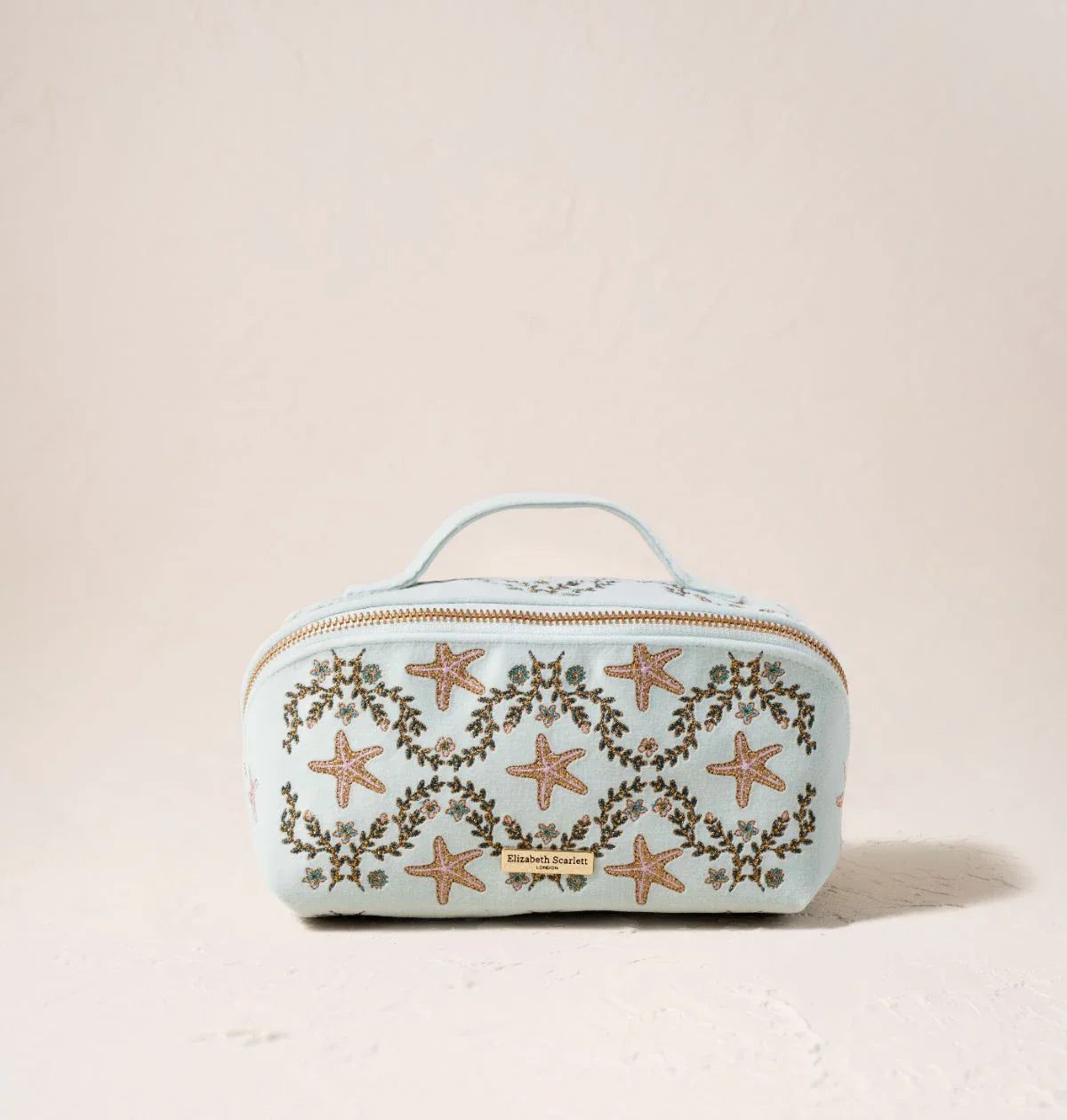 Starfish Garden Velvet Open Flat Makeup Bag