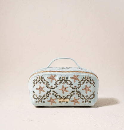 Starfish Garden Velvet Open Flat Makeup Bag