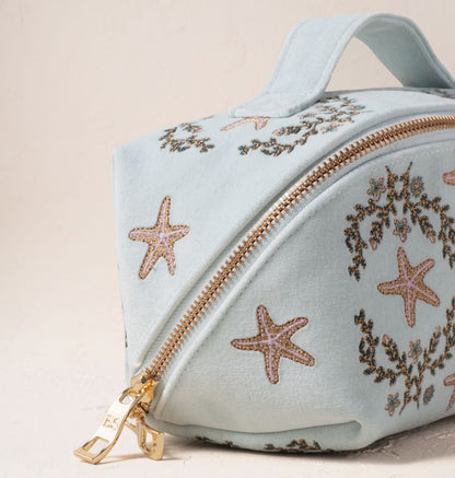 Starfish Garden Velvet Open Flat Makeup Bag