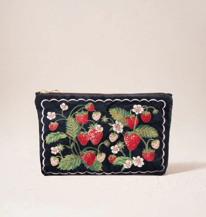 Strawberries Velvet Everyday Pouch