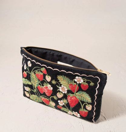 Strawberries Velvet Everyday Pouch