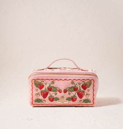 Strawberries Open Flat Makeup Bag