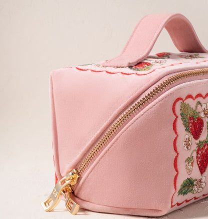 Strawberries Open Flat Makeup Bag