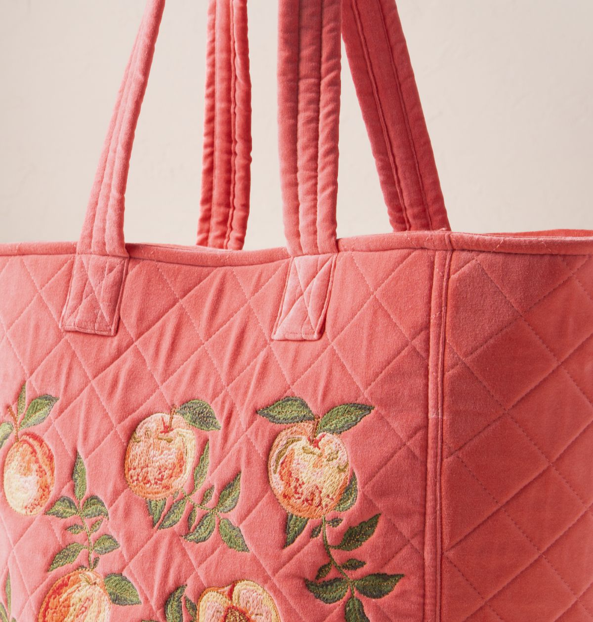 Summer Peach Velvet Tote