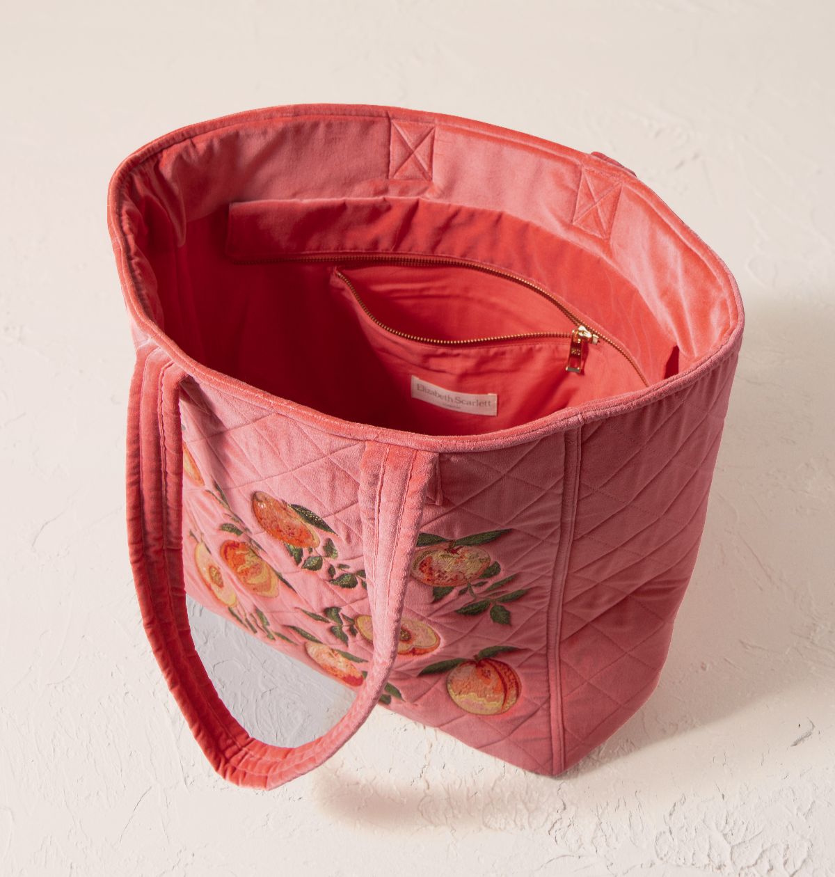 Summer Peach Velvet Tote