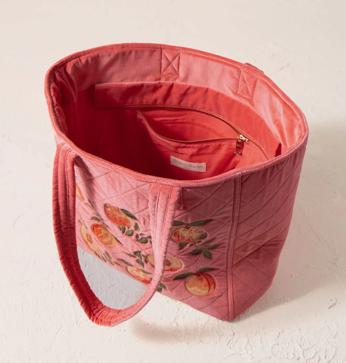 Summer Peach Velvet Tote