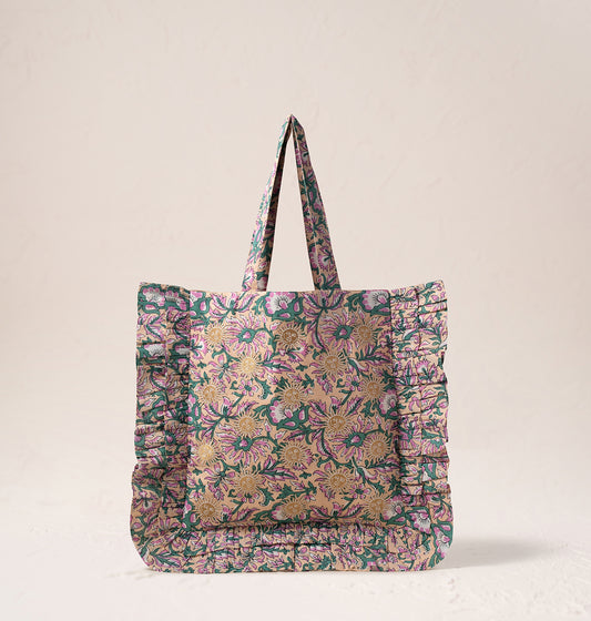 Sun Goddess Cotton Rebirth Frill Tote - Pink