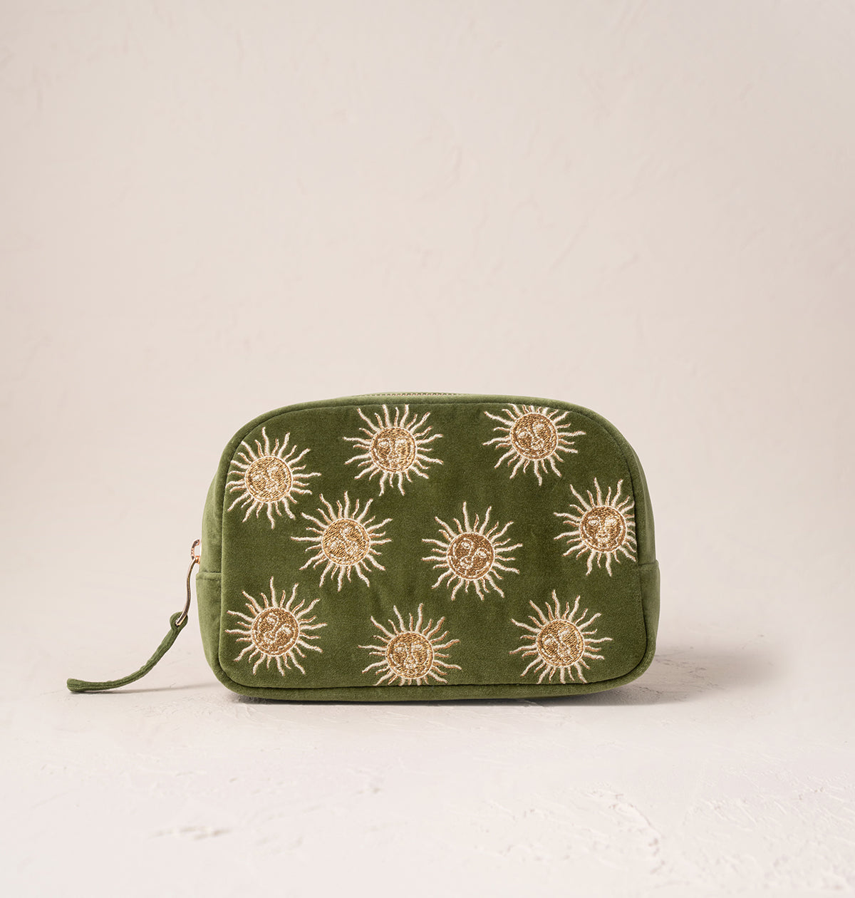 Sun Goddess Velvet Makeup Bag - Fern Green