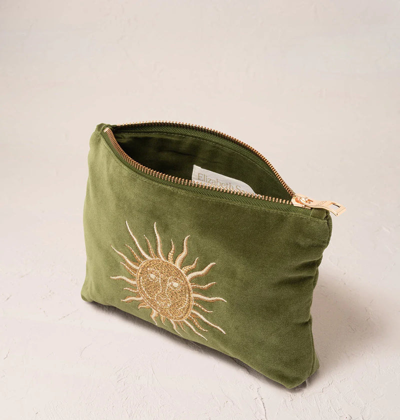 Elizabeth Scarlett 刺繍ポーチ オリーブグリーン Velvet Mini Pouch | Embroidered Designs – Elizabeth Scarlett