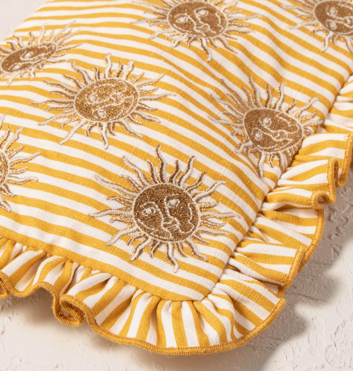 Sun Goddess Stripe Printed Frill Pouch