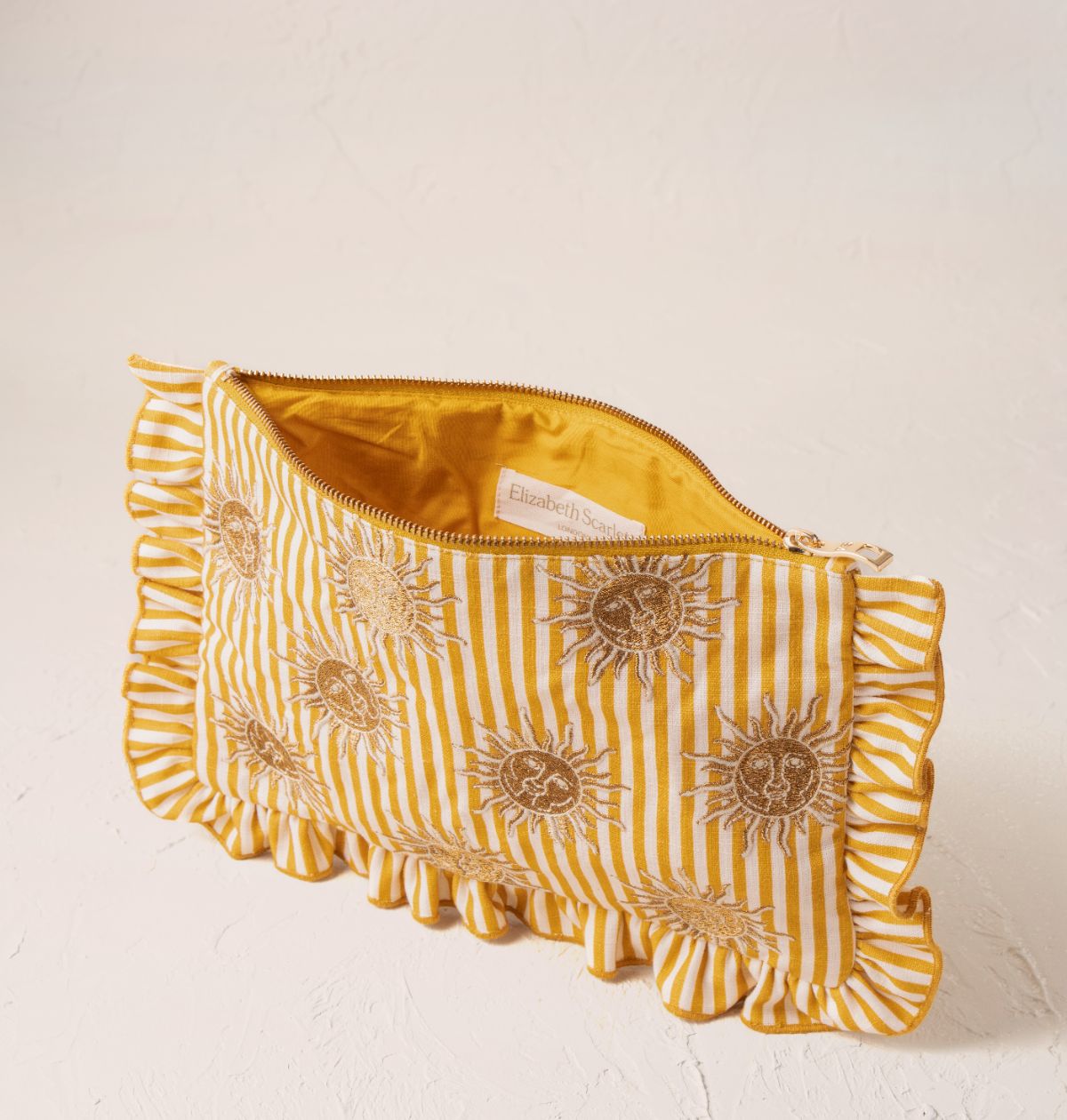 Sun Goddess Stripe Printed Frill Pouch