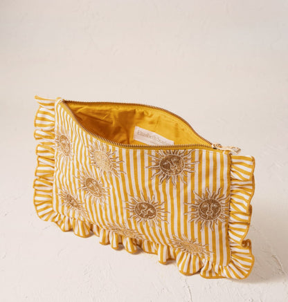 Sun Goddess Stripe Printed Frill Pouch