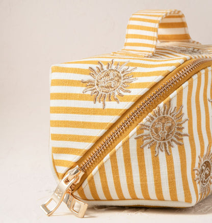 Sun Goddess Stripe Printed Open Flat Makeup Bag