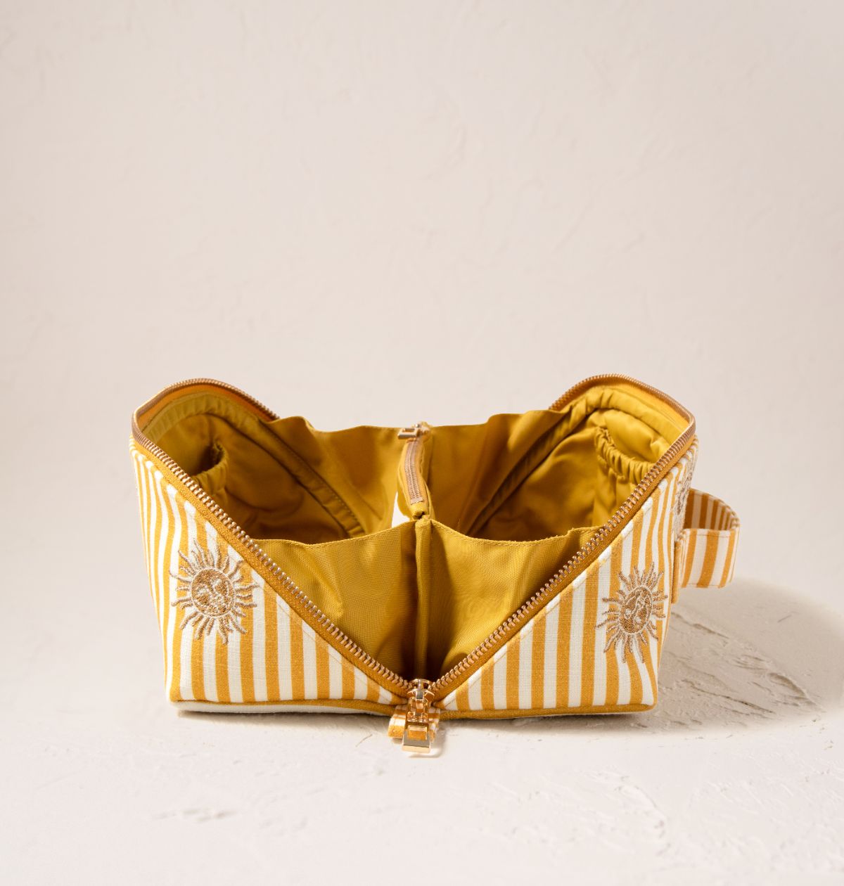 Sun Goddess Stripe Printed Open Flat Makeup Bag