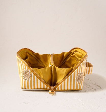 Sun Goddess Stripe Printed Open Flat Makeup Bag