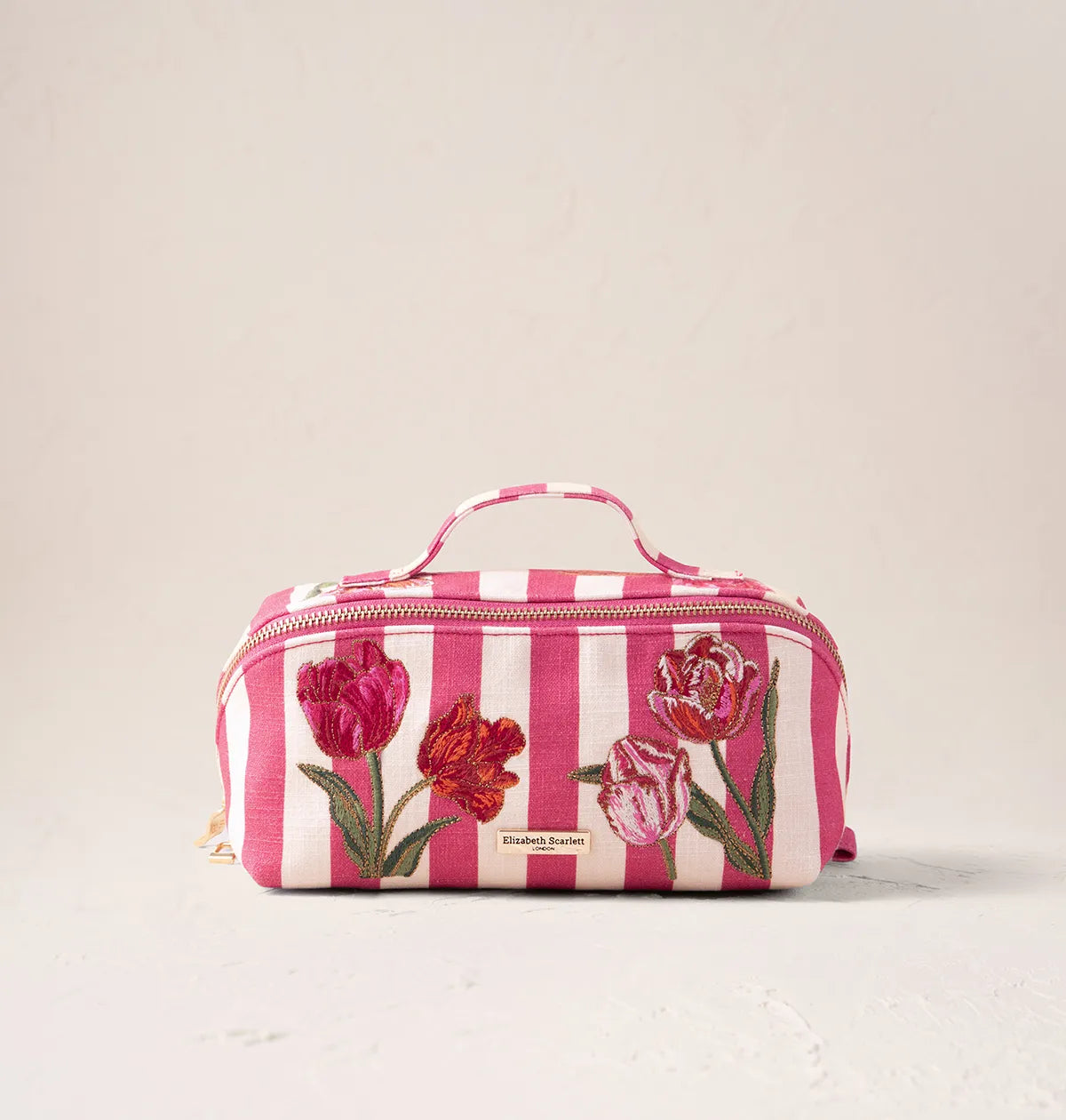 Tulip Stripe Printed Open Flat Makeup Bag