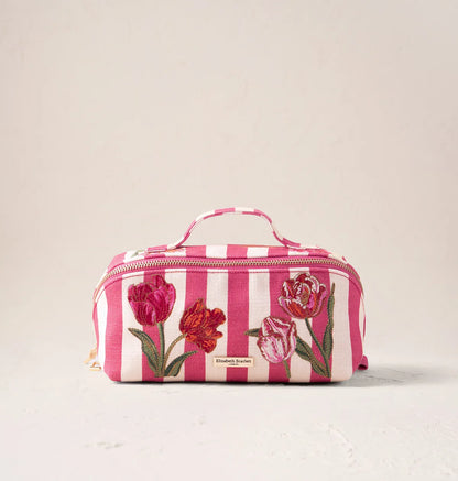 Tulip Stripe Printed Open Flat Makeup Bag