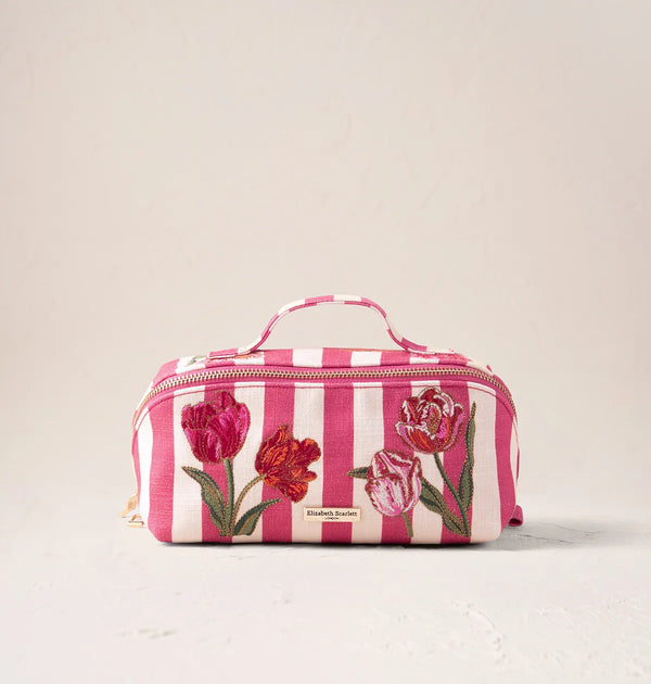 Tulip Stripe Printed Open Flat Makeup Bag