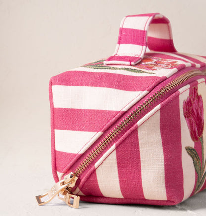 Tulip Stripe Printed Open Flat Makeup Bag